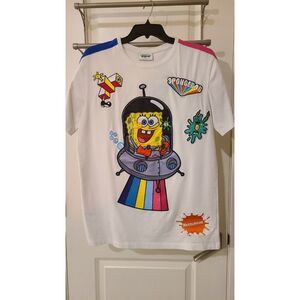 Sponge Bob Squarepants Stephen Hillenburg White Embroidered Shirt Large